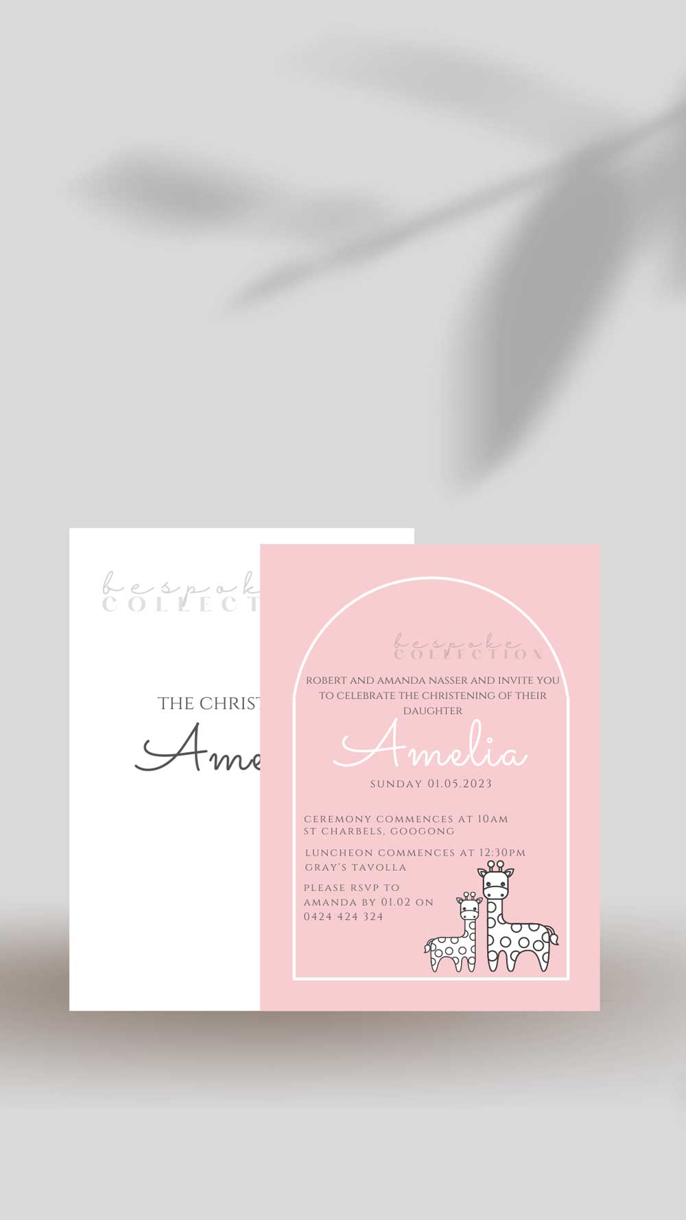 Amelia Christening Invitation Cards